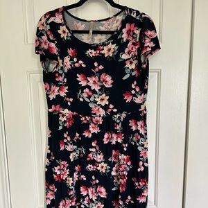 Paolino dress with elastic waist and floral design